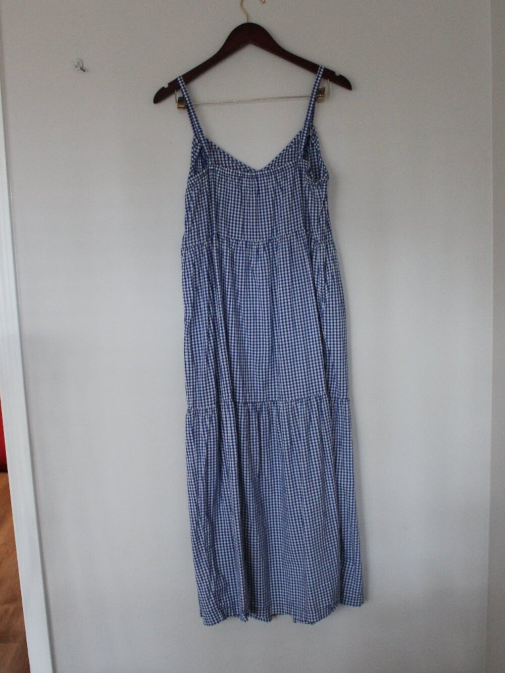 Old Navy Blue Gingham Tiered Cami Maxi Dress Large - Picture 6 of 8